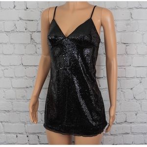 Victorias secret black sequin slip dress